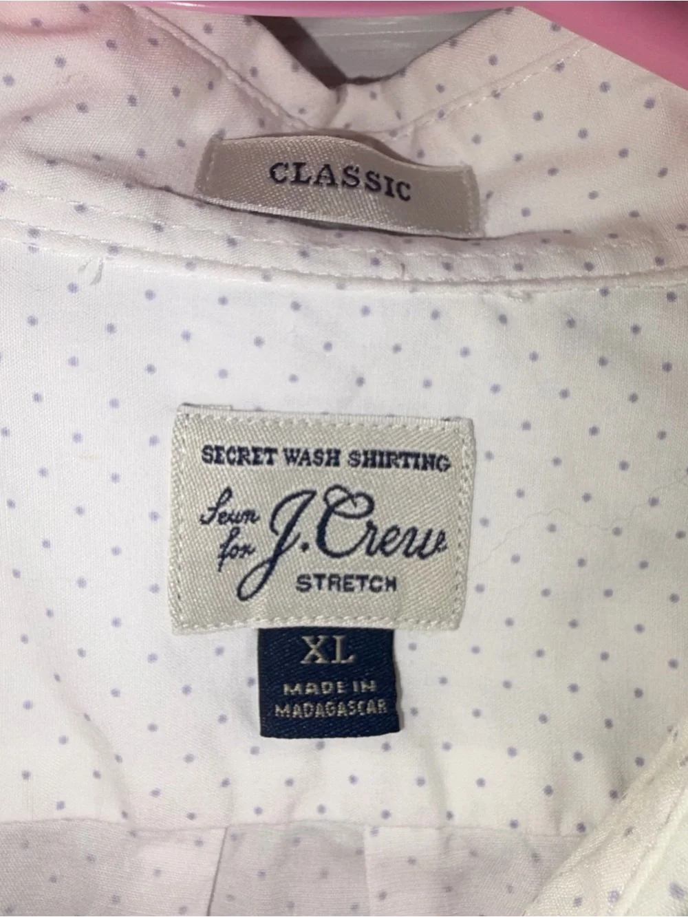 J. Crew White Long-Sleeve Button-Down with Micro Dot Pattern